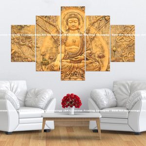 Golden Buddha Clouds Lotus Canvas | Buddha | Golden | Clouds | Lotus | Spiritual Art | Home Decor | Multi Panel Canvas Nepal | Custom Canvas Print Nepal | Wall Painting | wall art nepal