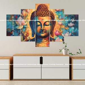 Buddha Lotus Mantra Canvas | Buddha | Lotus | Om Mani Padme Hum | Mantra | Spiritual Art | Home Decor | Multi Panel Canvas Nepal | Custom Canvas Print Nepal | Wall Painting | wall art nepal