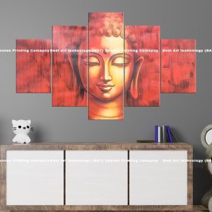 Warm Tone Buddha Canvas | Buddha | Portrait | Warm Tones | Red | Orange | Spiritual Art | Home Decor | Multi Panel Canvas Nepal | Custom Canvas Print Nepal | Wall Painting | wall art nepal