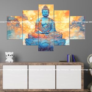 Blue Buddha Lotus Abstract Canvas | Blue Buddha | Buddha | Lotus | Abstract Art | Spiritual Art | Home Decor | Multi Panel Canvas Nepal | Custom Canvas Print Nepal | Wall Painting | wall art nepal
