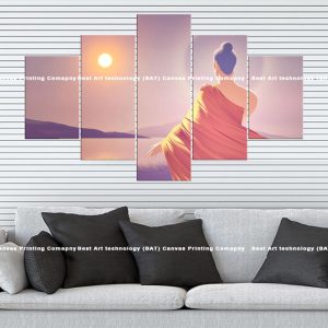 Buddha Sunset Silhouette Canvas | Buddha | Silhouette | Sunset | Meditation | Spiritual Art | Home Decor | Multi Panel Canvas Nepal | Custom Canvas Print Nepal | Wall Painting | wall art nepal