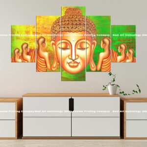 Buddha Head Disciples Canvas | Buddha | Head | Disciples | Meditation | Spiritual Art | Home Decor | Multi Panel Canvas Nepal | Custom Canvas Print Nepal | Wall Painting | wall art nepal