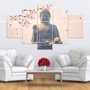 Buddha Cherry Blossoms Canvas | Buddha | Cherry Blossoms | Meditation | Spring | Spiritual Art | Home Decor | Multi Panel Canvas Nepal | Custom Canvas Print Nepal | Wall Painting | wall art nepal