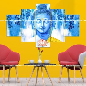 Blue Flowing Buddha Lotus Canvas | Blue Buddha | Buddha | Flowing Art | Lotus | Spiritual Art | Home Decor | Multi Panel Canvas Nepal | Custom Canvas Print Nepal | Wall Painting | wall art nepal