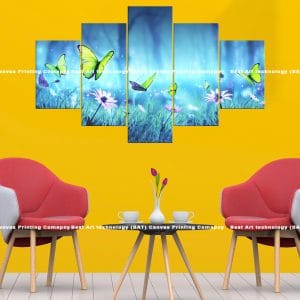 Green Butterflies Floral Canvas Print | Green Butterflies | Butterflies | Flowers | Floral | Nature Art | Home Decor | Custom Canvas Print Nepal | Custom Murals Print Nepal | Wallpaper Art