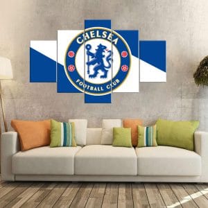 Chelsea FC Flag Stripes Crest Canvas Print | Chelsea Flag Crest Canvas | Football Art | Chelsea FC | Chelsea | Club Crest | Flag Stripes | Blue White | Football | Soccer | Sports Art | Home Decor | Custom Canvas Print Nepal | Custom Murals Print Nepal