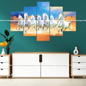 Sunset Horses Canvas | Seven Horses | Sunrise | Galloping | Bright | Animal Art | Home Decor | Custom Canvas Print Nepal | Custom Murals Print Nepal | Wallpaper Art