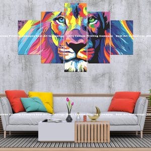 Abstract Lion Face Canvas Print | Abstract Lion | Lion Portrait | Colorful | Modern Art | Animal Art | Home Decor | Custom Canvas Print Nepal | Custom Murals Print Nepal | Wallpaper Art