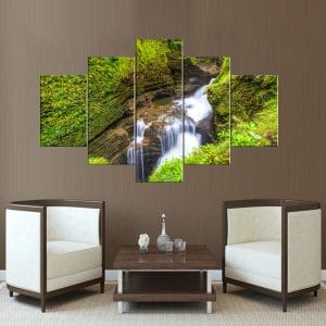 Green Moss Waterfall Canvas Print | Nature Art | Waterfall Canvas | Green Moss | Lush Environment | Tranquil Scene | Custom Canvas and Murals Print Nepal
