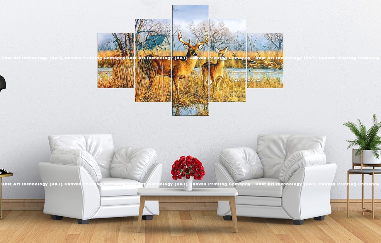 Deer Family Winter Canvas Deer Family Winter Canvas Print | Deer | Family | Winter | Snow | Lake | Wildlife | Animal Art | Nature Art | Home Decor | Custom Canvas Print Nepal | Custom Murals Print Nepal | Wallpaper Art