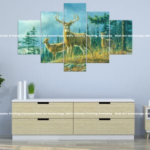 Deer Pine Forest Canvas Print | Deer | Family | Pine Forest | Forest | Wildlife | Animal Art | Home Decor | Custom Canvas Print Nepal | Custom Murals Print Nepal | Wallpaper Art