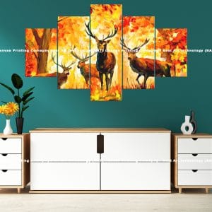 Deer Autumn Forest Canvas Print | Deer | Family | Autumn | Fall | Forest | Wildlife | Animal Art | Home Decor | Custom Canvas Print Nepal | Custom Murals Print Nepal | Wallpaper Art
