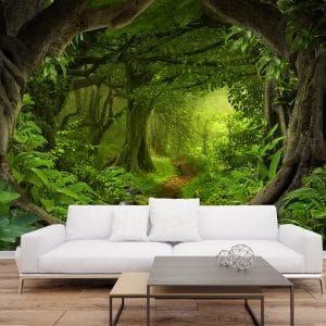 Lush Green Jungle Path Wallpaper | Tropical Nature Wall Decor Nepal | Jungle Wallpaper | Forest Path Mural | Tropical Foliage Wall Art | Custom Mural Print Nepal | Custom Canvas Print Nepal