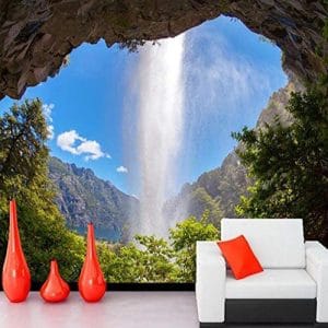 Cave Waterfall Vista Mural Print | Breathtaking Nature Wall Decor Nepal | Waterfall Cave Wallpaper | Mountain View Mural | Custom Mural Print Nepal Permalink: