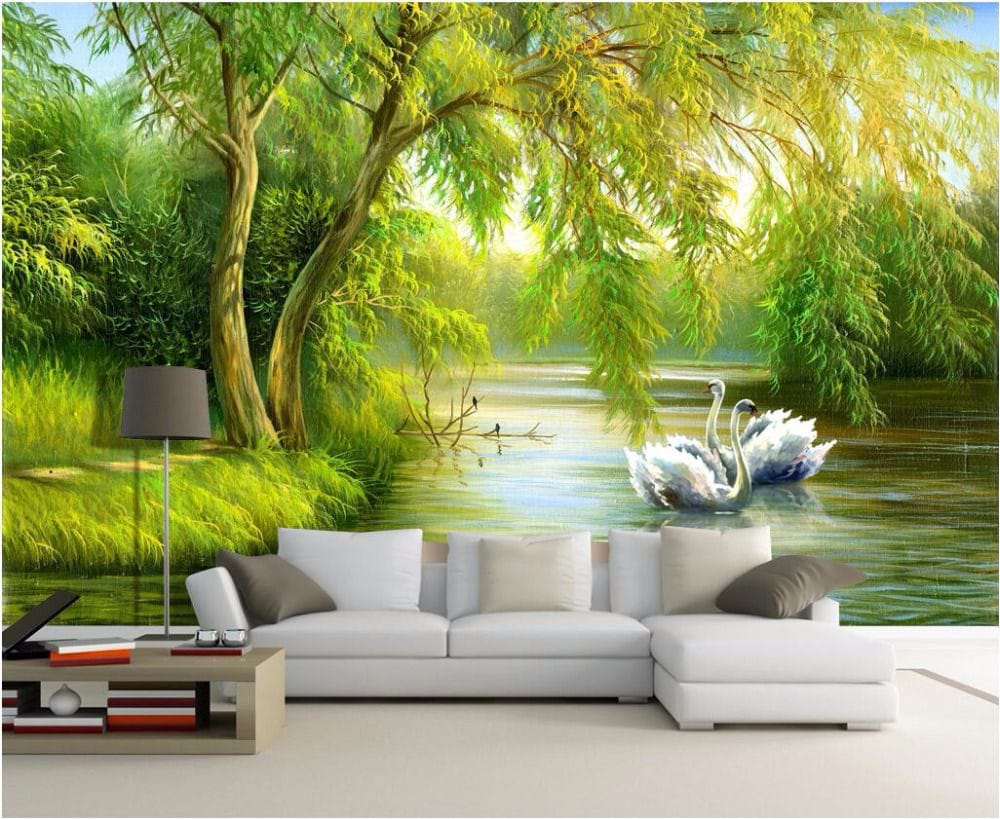 Tranquil Swan Lake Mural Print Tranquil Swan Lake Mural Print | Peaceful Nature Wall Decor Nepal | Swan Wallpaper | Lake Mural | Custom Wallpaper Nepal | Wall Art Nepal | Custom Mural Print Nepal