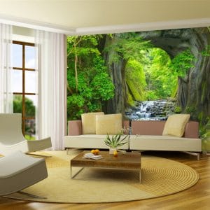 Secret Waterfall Grotto Mural | Nature Wall Decor | Waterfall Wallpaper | Forest Mural | Custom Wallpaper | Wall Art