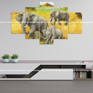 Elephant Family Savannah Canvas Print | Elephant | Baby Elephant | Family | Savannah | Africa | Wildlife | Animal Art | Nature Art | Home Decor | Custom Canvas Print Nepal | Custom Murals Print Nepal | Wallpaper Art