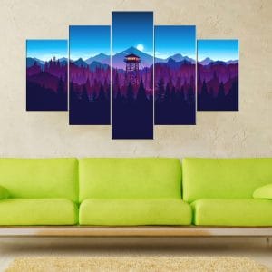 Abstract Mountain Forest Canvas Print | Nature Art | Mountain Canvas | Forest | Twilight | Abstract Landscape | Fire Lookout Tower | Custom Canvas and Murals Print Nepal