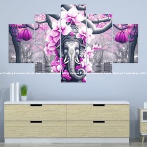 Ganesh Pink Floral Nature Canvas | Ganesh | Lord Ganesh | Pink Art | Floral Art | Nature Art | Hindu God | Spiritual Art | Home Decor | Custom Canvas Print Nepal | Custom Murals Print Nepal | Wallpaper Art | Wall Painting | wall art nepal