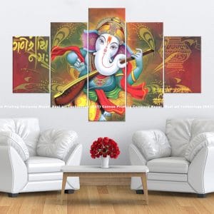 Ganesh Sitar Sanskrit Canvas | Ganesh | Lord Ganesh | Sitar Art | Sanskrit Art | Hindu God | Spiritual Art | Home Decor | Custom Canvas Print Nepal | Custom Murals Print Nepal | Wallpaper Art | Wall Painting | wall art nepal