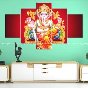 Ganesh Red Throne Canvas | Ganesh | Lord Ganesh | Red Art | Throne Art | Hindu God | Spiritual Art | Home Decor | Custom Canvas Print Nepal | Custom Murals Print Nepal | Wallpaper Art | Wall Painting | wall art nepal