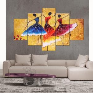 Abstract Dancing Figures Canvas Print | Modern Art | Abstract Figures | Dancing | Colorful Dresses | Movement | Textured Background | Home Decor | Custom Canvas Print Nepal | Custom Murals Print Nepal