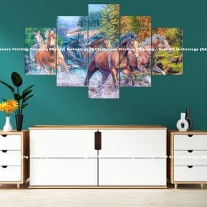 Wild Horses Forest Canvas Print | Horses | Forest | Running | Landscape | Animal Art | Home Decor | Custom Canvas Print Nepal | Custom Murals Print Nepal | Wallpaper Art