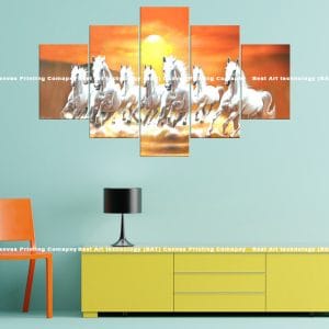 Seven Running Horses Canvas Print | Seven Horses | Sunrise | Field | Galloping | Animal Art | Home Decor | Custom Canvas Print Nepal | Custom Murals Print Nepal | Wallpaper Art