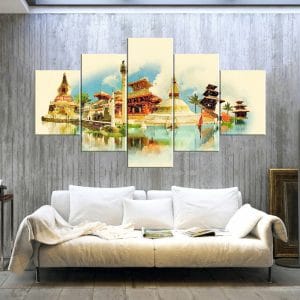 Boudhanath Stupa Nepal Canvas Print | Nepal Art | Boudhanath Stupa | Kathmandu | Nepal | Buddhist Stupa | Iconic Eyes | Watercolor | Spiritual | Home Decor | Custom Canvas Print Nepal | Custom Murals Print Nepal