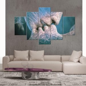 Abstract Kiss Canvas Print | Modern Love Art | Abstract | Kiss | Couple | Love | Ethereal | Textured | Modern | Home Decor | Custom Canvas Print Nepal | Custom Murals Print Nepal