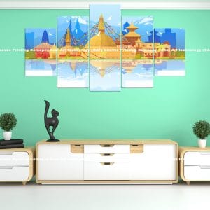 Boudhanath Stupa Reflection Canvas Print | Nepal Art | Boudhanath Stupa | Kathmandu | Nepal | Buddhist Stupa | Reflection | Prayer Flags | Colorful Buildings | Spiritual | Home Decor | Custom Canvas Print Nepal | Custom Murals Print Nepal