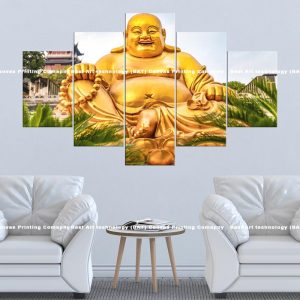 Laughing Buddha Canvas | Maitreya Buddha | Golden Buddha | Smiling Buddha | Buddhist Art | Home Decor | Multi Panel Canvas Nepal | Custom Canvas Print Nepal | Wall Painting | wall art nepal