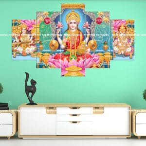Lakshmi Ganesh Saraswati Lotus Canvas Print | Hindu Art | Lakshmi | Ganesh | Saraswati | Lotus | Prosperity | Wisdom | Knowledge | Religious Canvas Print | Wallpaper | Home Decor | Custom Canvas Print Nepal | Custom Murals Print Nepal