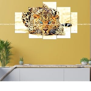 Striking Leopard Gaze Canvas Print | Leopard Canvas Art | Big Cat Wall Decor | Leopard | Big Cat | Portrait | Blue Eyes | Intense Gaze | Animal Art | Home Decor | Custom Canvas Print Nepal | Custom Murals Print Nepal | Wallpaper Art