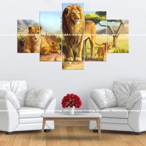 Lion Family Savannah Canvas Print | Lion Canvas Art | Wildlife Decor | Lion | Lions | Cubs | Family | Savannah | Africa | Wildlife | Animal Art | Nature Art | Home Decor | Custom Canvas Print Nepal | Custom Murals Print Nepal | Wallpaper Art