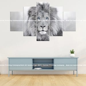 Monochrome Lion Blue Eyes Canvas Print | Lion Canvas Art | Black and White Decor | Lion | Black and White | Monochrome | Portrait | Blue Eyes | Animal Art | Home Decor | Custom Canvas Print Nepal | Custom Murals Print Nepal | Wallpaper Art