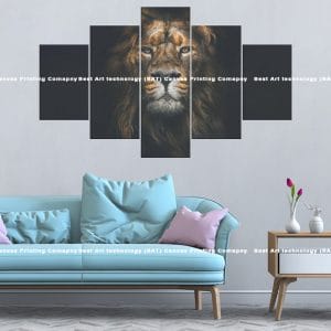 Intense Lion Portrait Canvas Print | Lion Canvas Art | Big Cat Wall Decor | Lion | Big Cat | Portrait | Intense Gaze | Animal Art | Home Decor | Custom Canvas Print Nepal | Custom Murals Print Nepal | Wallpaper Art