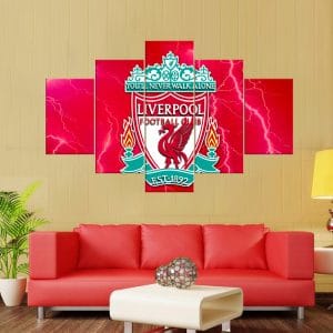 Pink Lightning Liverpool FC Crest Canvas Print | Liverpool Pink Lightning Crest Canvas | Football Art | Liverpool FC | Liverpool | Club Crest | Pink Lightning | Electric | Soccer | Sports Art | Home Decor | Custom Canvas Print Nepal | Custom Murals Print Nepal