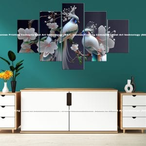 Elegant Crested Birds Floral Canvas Print | Bird Canvas Art | Elegant Wall Decor | Crested Birds | Birds | White Flowers | Floral | Elegant | Animal Art | Nature Art | Home Decor | Custom Canvas Print Nepal | Custom Murals Print Nepal | Wallpaper Art
