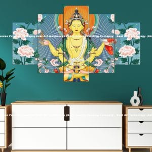 Green Tara Lotus Canvas Print | Buddhist Art | Green Tara | Lotus Throne | Lotus Flowers | Compassion | Protection | Religious Canvas Print | Wallpaper | Home Decor | Custom Canvas Print Nepal | Custom Murals Print Nepal