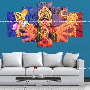 Abstract Durga Canvas Print | Hindu Art | Goddess Durga | Abstract | Modern Art | Vibrant Colors | Weapons | Religious Canvas Print | Wallpaper | Home Decor | Custom Canvas Print Nepal | Custom Murals Print Nepal