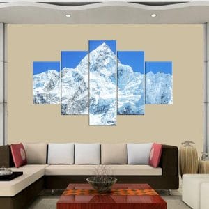 Snowy Mountain Peaks Canvas Print | Nature Art | Mountain Canvas | Snow-Covered Peaks | Blue Sky | Majestic Landscape | Custom Canvas and Murals Print Nepal