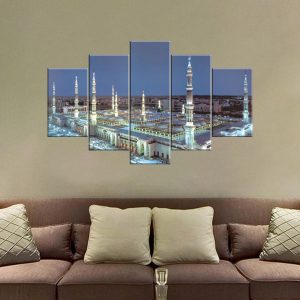 Grand Mosque Night Multi Panel Canvas | Mosque Art | Islamic Decor | Religious Wall Art | Nighttime Mosque | Architectural Canvas | Multi Panel Art | Home Decor | Single Panel Canvas Nepal | Custom Canvas Print Nepal | Wall Painting | wall art nepal | Wallpaper Nepal | Stunning Mural print