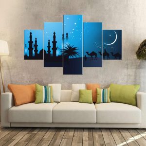 Islamic Night Scene Canvas | Muslim Art | Mosque Decor | Ramadan Decor | Religious Wall Art | Arabic Inspired Art | Multi Panel Art | Home Decor | Single Panel Canvas Nepal | Custom Canvas Print Nepal | Wall Painting | wall art nepal | Wallpaper Nepal | Stunning Mural print