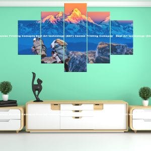 Mountain Climbers Nepal Canvas Print | Nepal Art | Mountain Climbers | Climbing | Himalayas | Sunrise | Mountain Peak | Adventure | Home Decor | Custom Canvas Print Nepal | Custom Murals Print Nepal