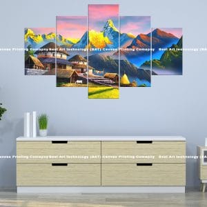 Colorful Valley Nepal Canvas Print | Nepal Art | Nepali Village | Colorful Valley | Mountains | Dramatic Sky | Landscape | Home Decor | Custom Canvas Print Nepal | Custom Murals Print Nepal