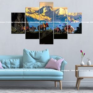Yak Caravan Nepal Canvas Print | Nepal Art | Yak Caravan | Yaks | Mountain Path | Himalayas | Prayer Flags | Traditional | Home Decor | Custom Canvas Print Nepal | Custom Murals Print Nepal