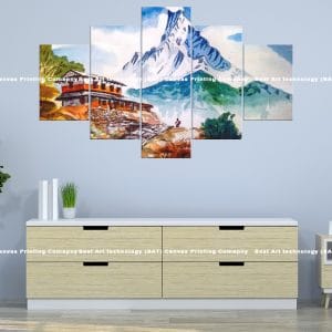 Machhapuchhre View Nepal Canvas Print | Nepal Art | Machhapuchhre | Fish Tail Mountain | Nepali House | Annapurna | Mountains | Iconic View | Home Decor | Custom Canvas Print Nepal | Custom Murals Print Nepal