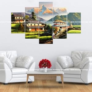 Sunrise Valley Nepal Canvas Print | Nepal Art | Nepali Village | Sunrise | Valley | Mountains | Morning Light | Landscape | Home Decor | Custom Canvas Print Nepal | Custom Murals Print Nepal