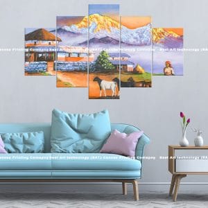 Dawn Nepal Farm Canvas Print | Nepal Art | Nepali Farm | Dawn | Mountains | Landscap